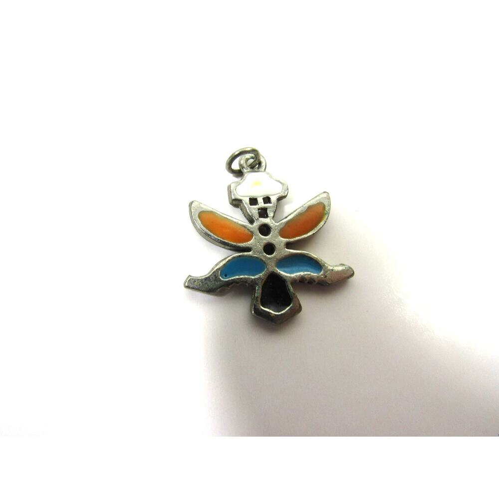 VTG Native Multi Color Silver Tone Pendant 1" Boho Cottagecore Whimsical